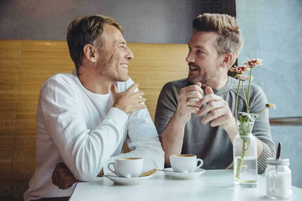 A couple reconnecting over coffee
